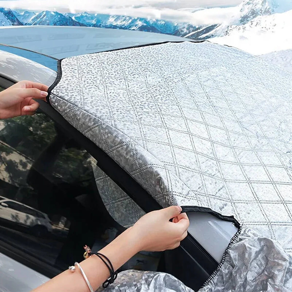 Magnetic Windshield Frost Cover with Mirror Covers
