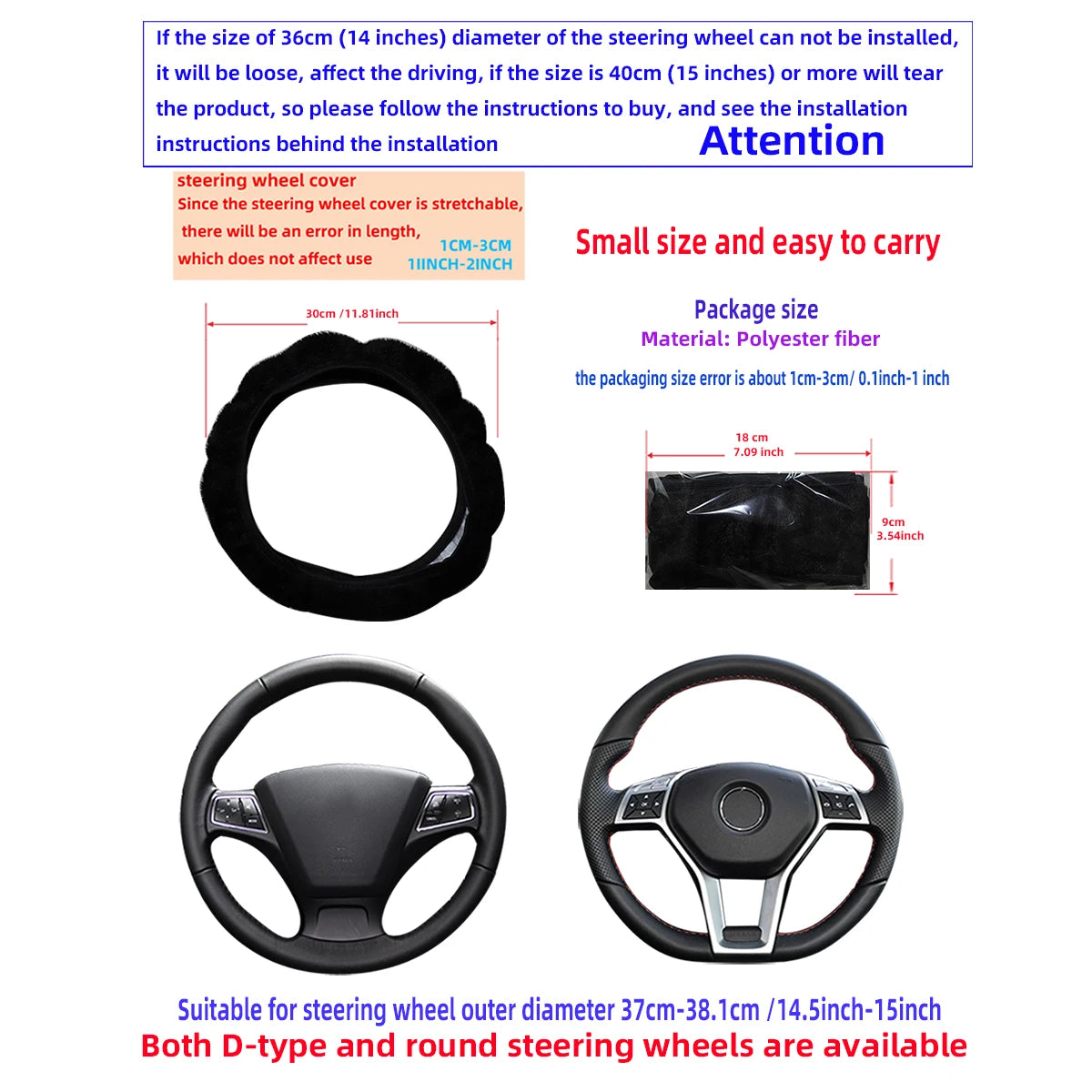 Warm Plush Steering Wheel Cover