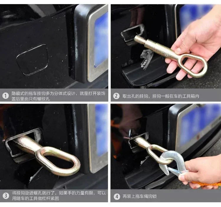 Car Tow Strap with Safety Hooks – 3 or 5 Tonnes
